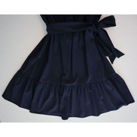 DKNY DD4A4502 Women's Sz 8 Navy Blue Belted Flutter Sleeve Shirtdress - Picture 7 of 8